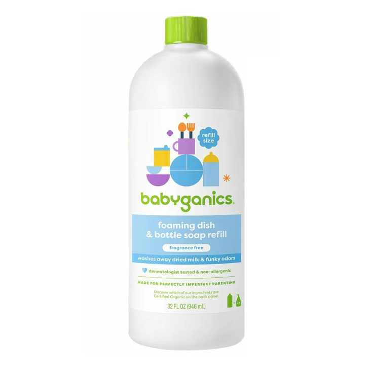 BabyGanics 餐具及奶樽洗潔液 - 無香味 946ml 補充裝